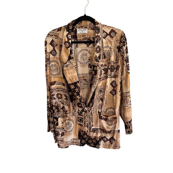 Alfred Dunner Jackets & Blazers - Vtg Alfred Dunner Patchwork Print Lightweight Blazer
